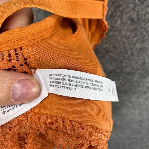 5/$45 Auden. Bralette Bra Women M Medium Orange Floral Lace Opaque Wireless - Picture 5 of 6